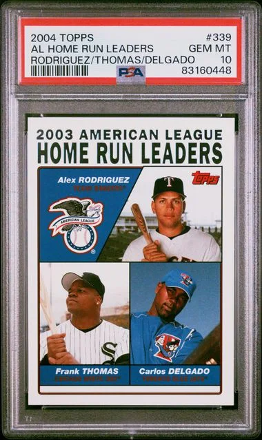 2004 Topps Al Home Run Leaders Rodriguez/Thomas/Delgado #339 card image