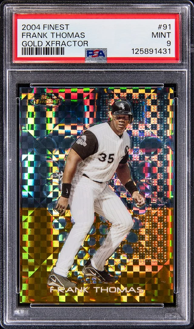 2004 Topps Finest Frank Thomas Gold XFractor #91 card image