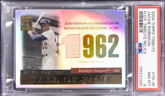 2004 Topps Tribute Hall of Fame Jackie Robinson Tribute Relics #TR-JR card image