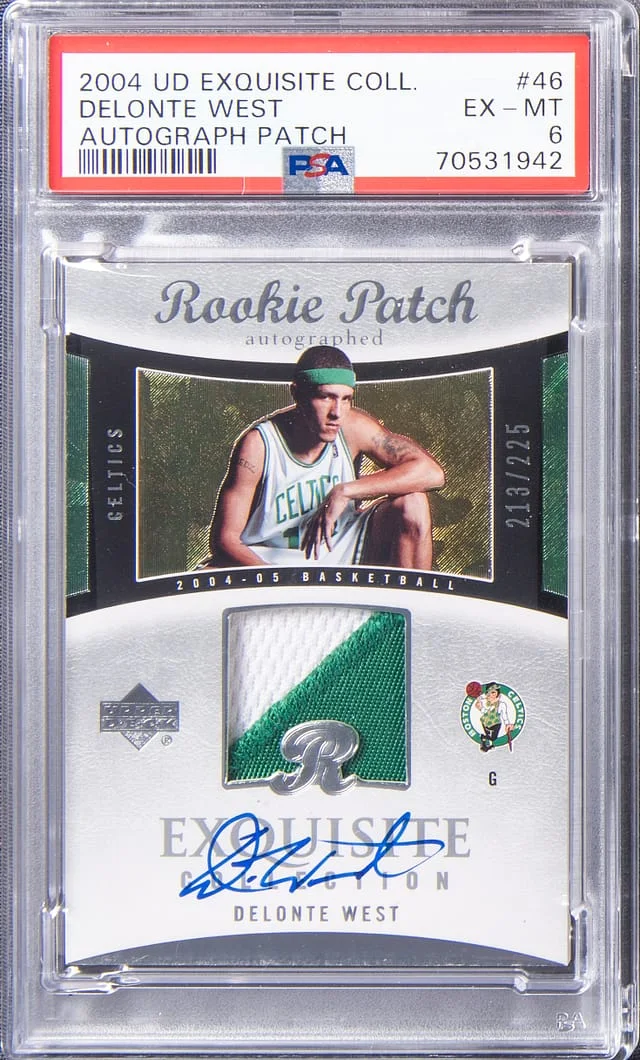 2004 UD Exquisite Collection Autograph Patch Delonte West #46 card image