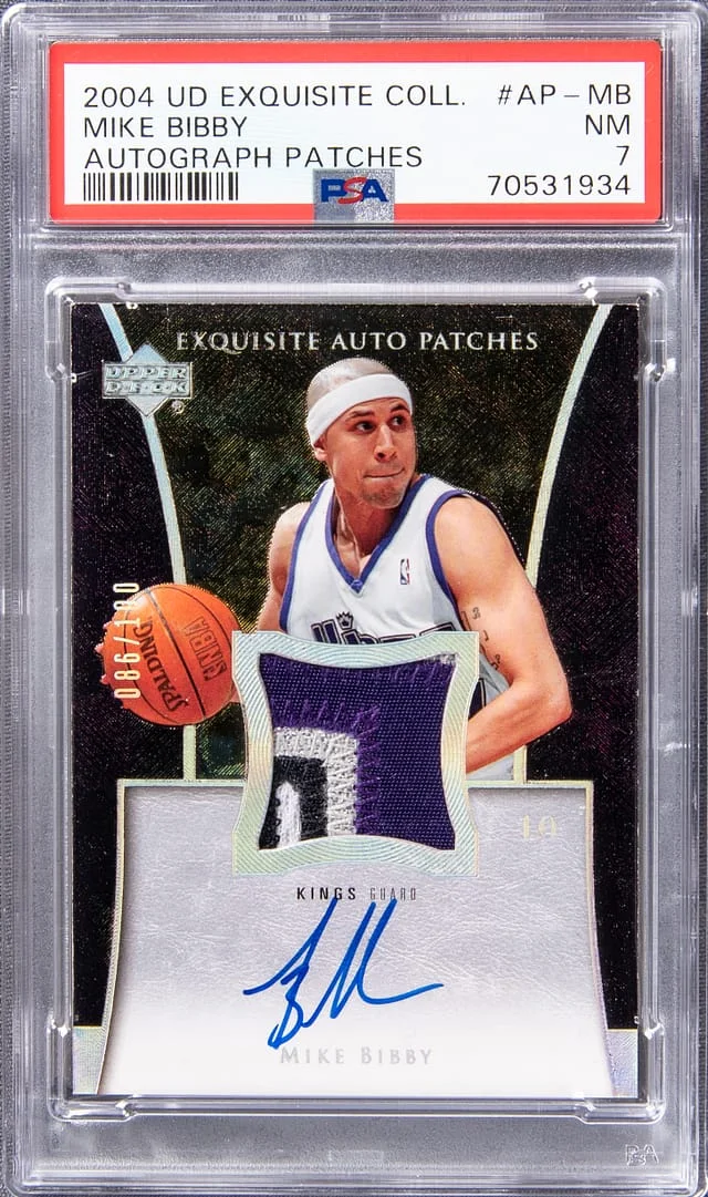 2004 UD Exquisite Collection Autograph Patch Mike Bibby #AP-MB card image