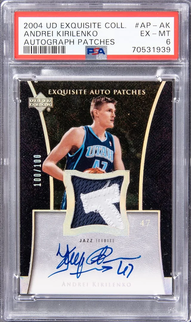 2004 UD Exquisite Collection Autograph Patches Andrei Kirilenko #AP-AK card image