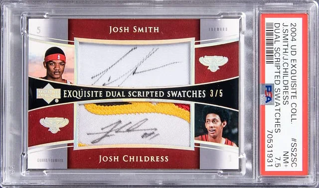 2004 UD Exquisite Collection Dual Scripted Swatches Josh Smith, Josh Childress Dual #SS2SC card image
