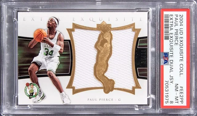 2004 UD Exquisite Collection Extra Exquisite Dual Jersey Paul Pierce Dual #EE2PP card image