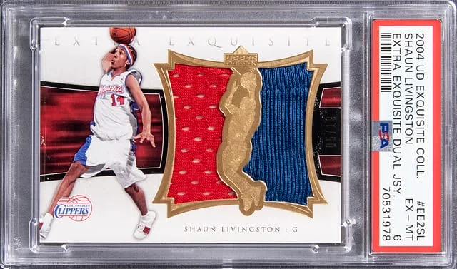 2004 UD Exquisite Collection Extra Exquisite Dual Jersey Shaun Livingston Extra Exquisite Dual Jerseys #EE2SL card image