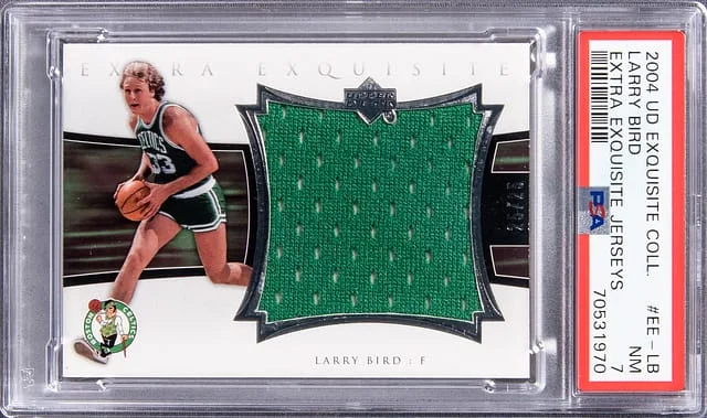 2004 UD Exquisite Collection Extra Exquisite Jerseys Larry Bird #EE-LB card image