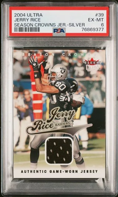 2004 Ultra Jerry Rice Season Crowns Game Used Season Crowns Jer.-Silver #39 card image