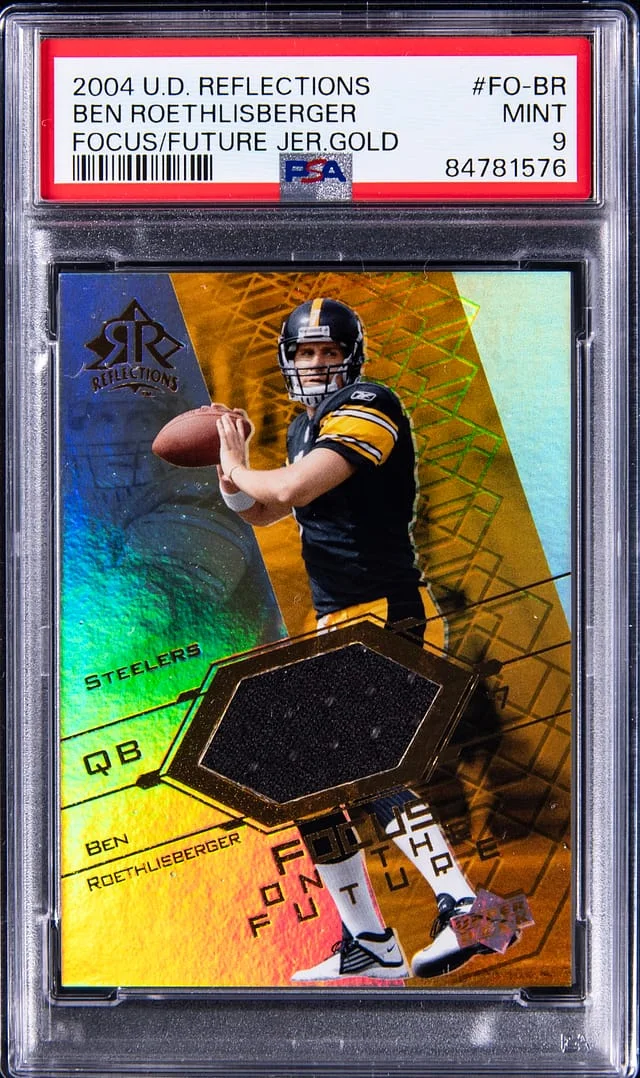 2004 Upper Deck Ben Roethlisberger Reflections Focus On The Future Jersey Gold #FO-BR card image