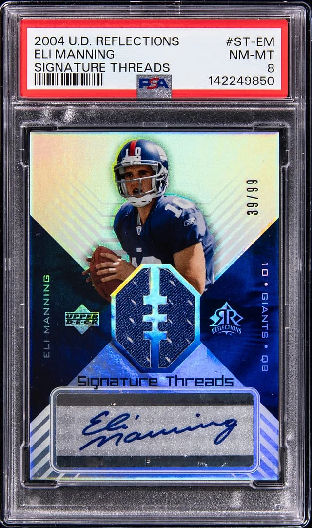 2004 Upper Deck Eli Manning Reflections Signature Threads #ST-EM card image