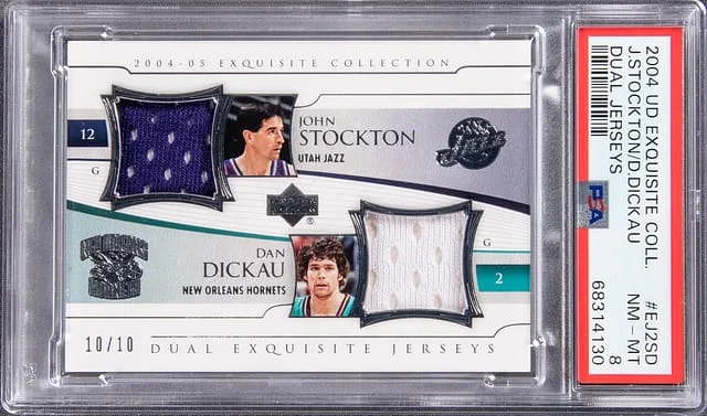 2004 Upper Deck Exquisite Collection Dan Dickau, John Stockton Dual #EJ2SD card image
