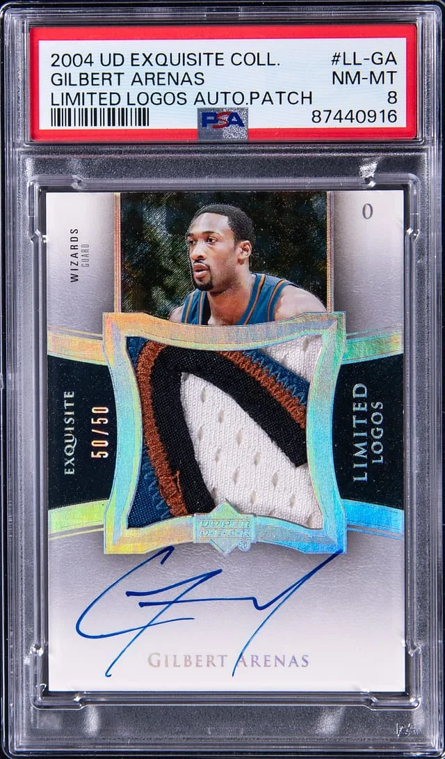 2004 Upper Deck Exquisite Collection Gilbert Arenas Limited Logos Autograph Patch #LL-GA card image