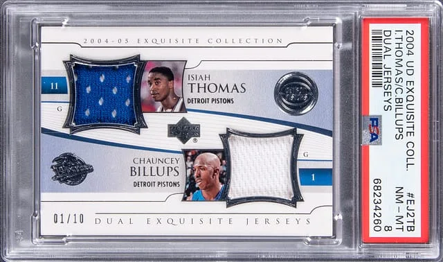 2004 Upper Deck Exquisite Collection Isiah Thomas, Chauncey Billups Dual Dual Jerseys #EJ2TB card image