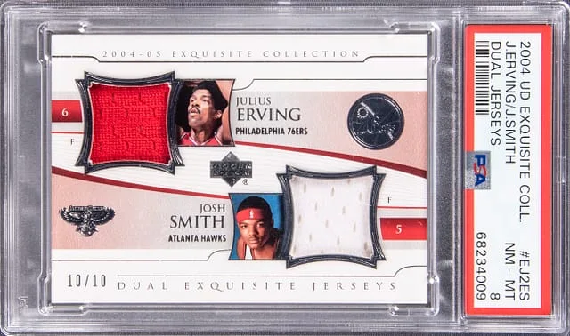 2004 Upper Deck Exquisite Collection Julius Erving, Josh Smith Dual Dual Jerseys #EJ2ES card image