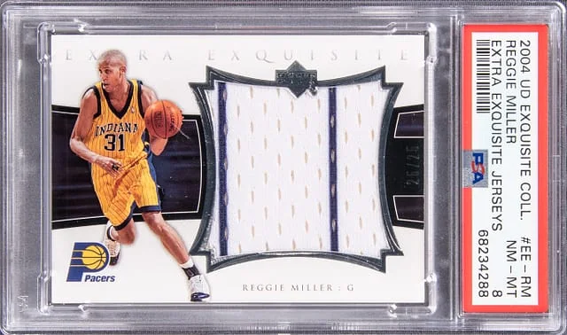 2004 Upper Deck Exquisite Collection Reggie Miller Extra Exquisite Jerseys #EE-RM card image