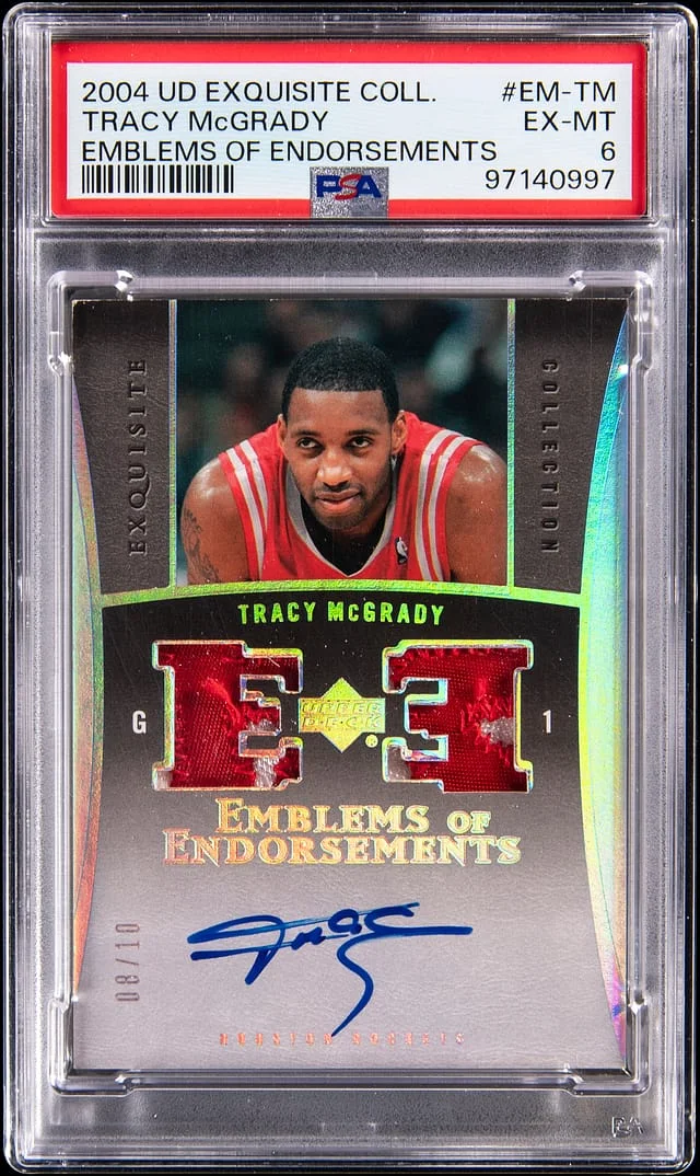 2004 Upper Deck Exquisite Collection Tracy McGrady Emblems of Endorsements #EM-TM card image