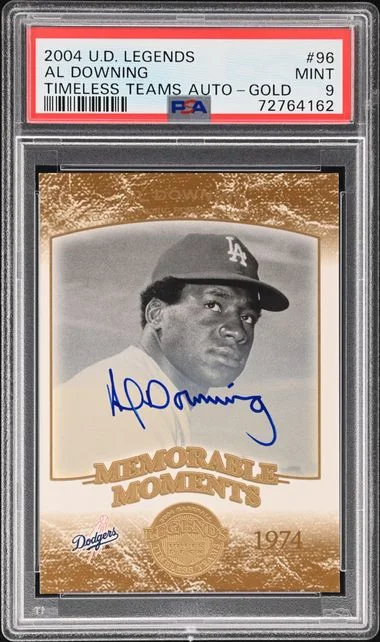 2004 Upper Deck Legends Al Downing Timeless Teams Autograph Gold #96 card image