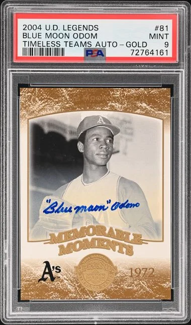 2004 Upper Deck Legends Blue Moon Odom Timeless Teams Autograph Gold #81 card image