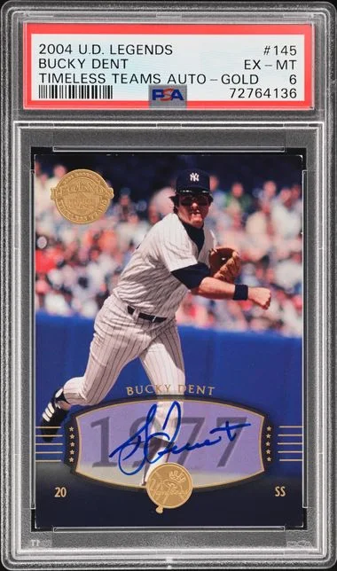 2004 Upper Deck Legends Bucky Dent Timeless Teams Autograph Gold #145 card image