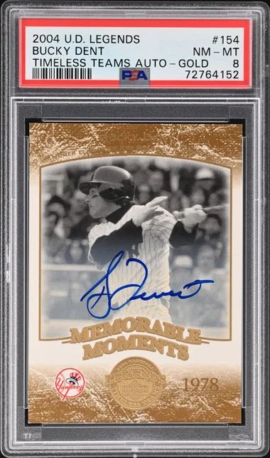 2004 Upper Deck Legends Bucky Dent Timeless Teams Autograph Gold #154 card image