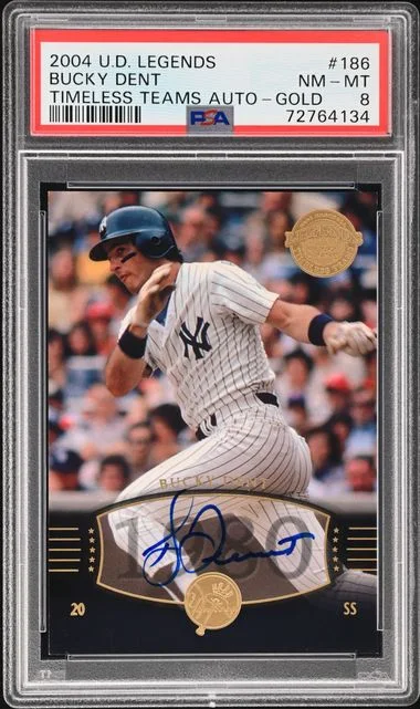 2004 Upper Deck Legends Bucky Dent Timeless Teams Autograph Gold #186 card image