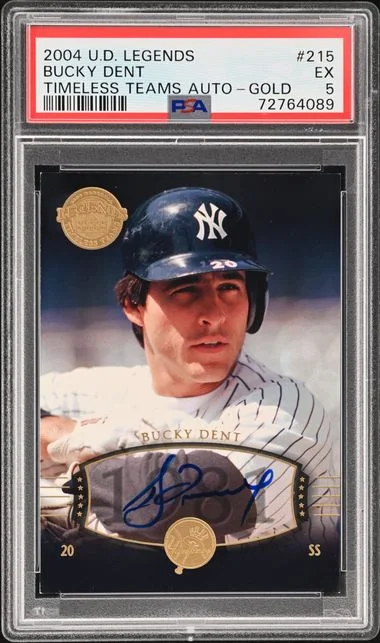2004 Upper Deck Legends Bucky Dent Timeless Teams Autograph Gold #215 card image