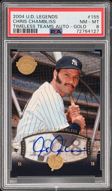 2004 Upper Deck Legends Chris Chambliss Timeless Teams Autograph Gold #155 card image
