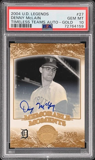 2004 Upper Deck Legends Denny McLain Timeless Teams Autograph Gold #27 card image
