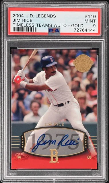 2004 Upper Deck Legends Jim Rice Timeless Teams Autograph Gold #110 card image