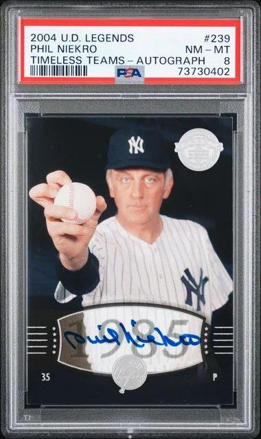 2004 Upper Deck Legends Phil Niekro Timeless Teams Autograph #239 card image