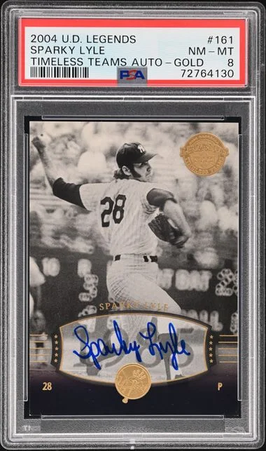 2004 Upper Deck Legends Sparky Lyle Timeless Teams Autograph Gold #161 card image