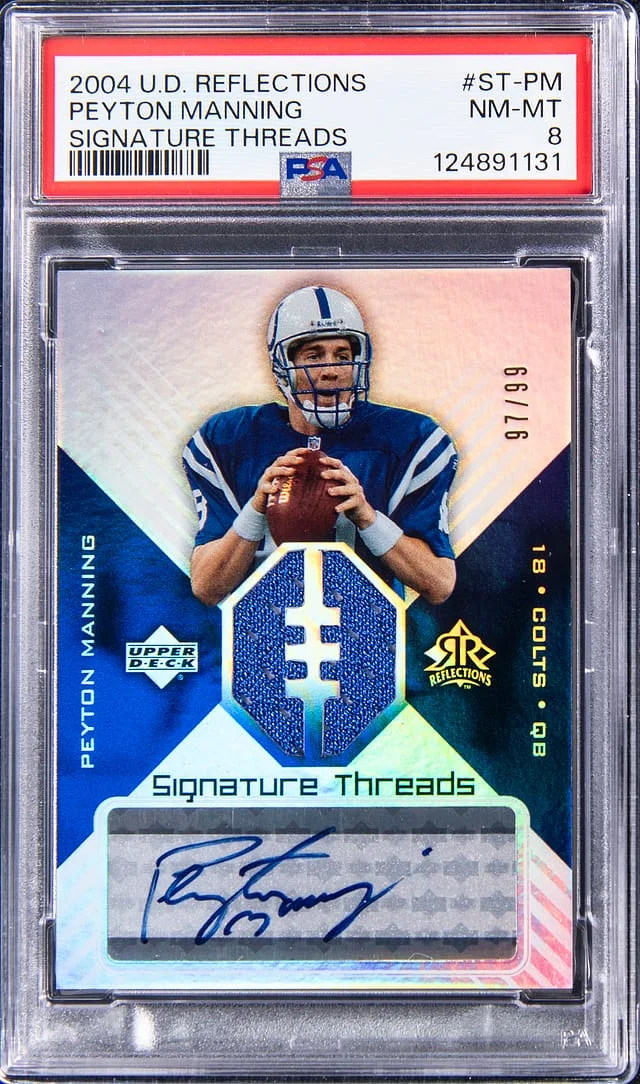 2004 Upper Deck Peyton Manning Reflections Signature Threads #ST-PM card image