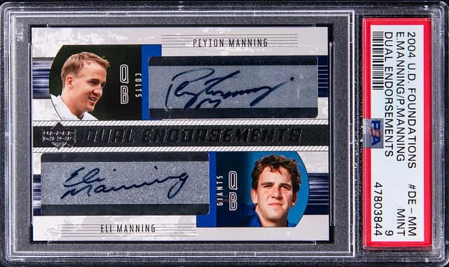 2004 Upper Deck Peyton Manning/Eli Manning Foundations Dual Endorsements #DE-MM card image