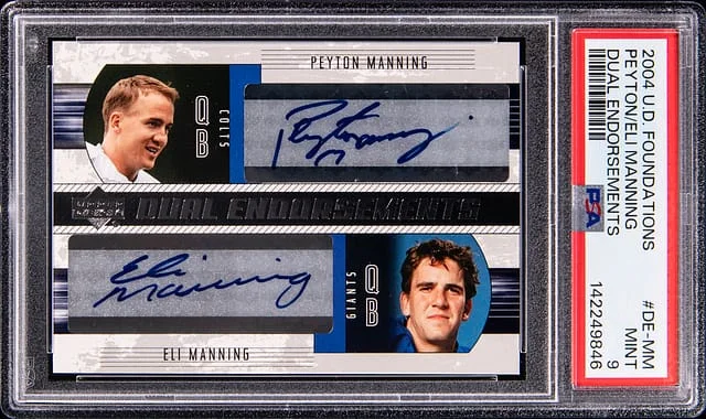 2004 Upper Deck Peyton Manning/Eli Manning Dual Dual Endorsements #DE-MM card image