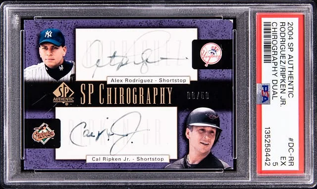 2004 Upper Deck SP Authentic Cal Ripken Jr./Alex Rodriguez Chirography #DC-RR card image