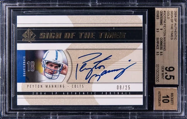 2004 Upper Deck SP Authentic Peyton Manning Sign of The Times Gold #SOT-PM card image
