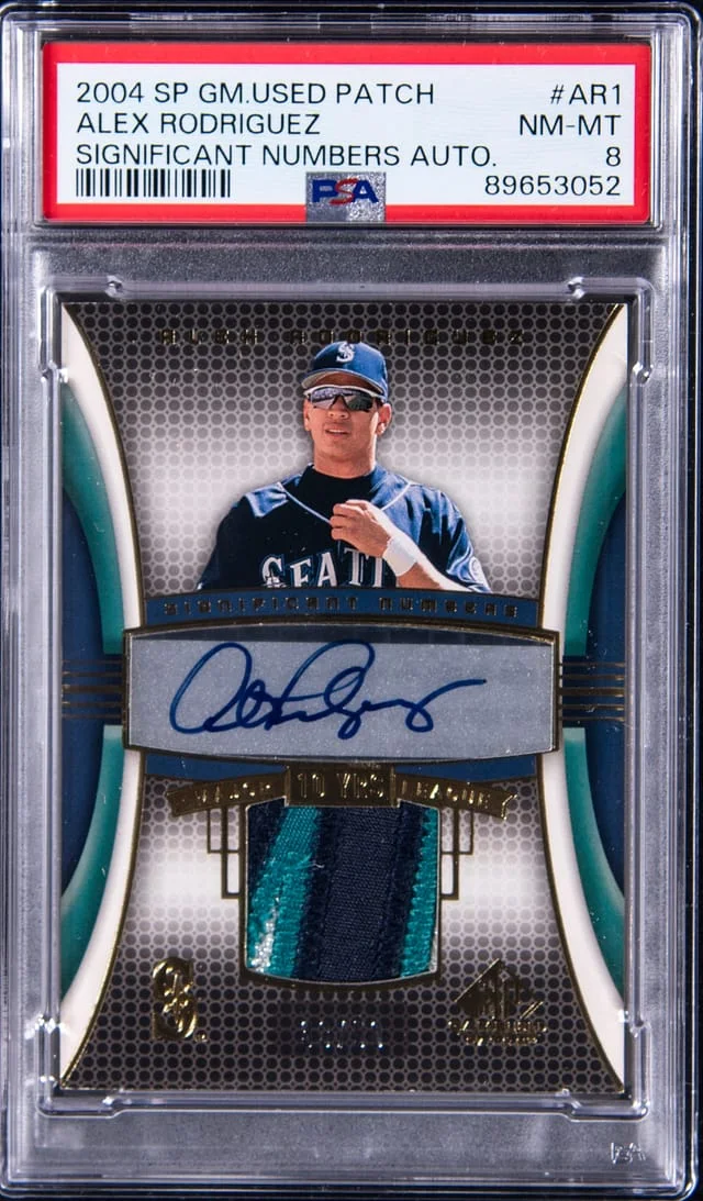 2004 Upper Deck SP Game Used Alex Rodriguez Patch Significant Numbers Autograph #ASN-AR1 card image