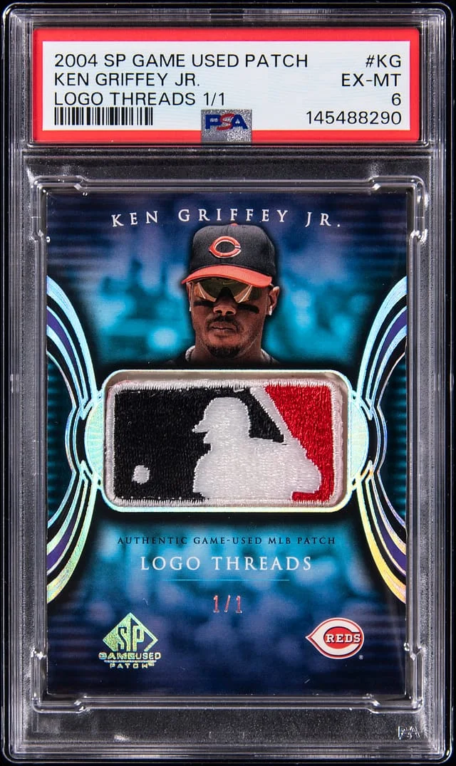 2004 Upper Deck SP Game Used Ken Griffey Jr. Game-Used Logoman Patch Logo Threads #LT-KG card image