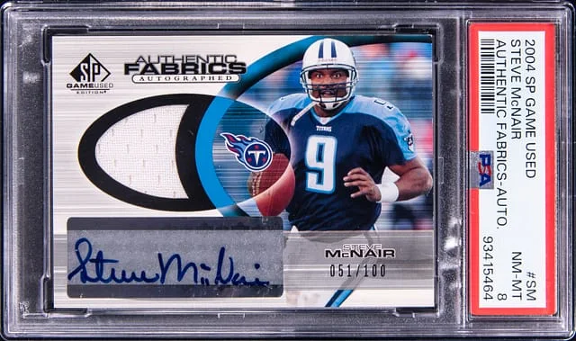 2004 Upper Deck SP Game Used Steve McNair Authentic Fabrics Autograph #AAF-SM card image