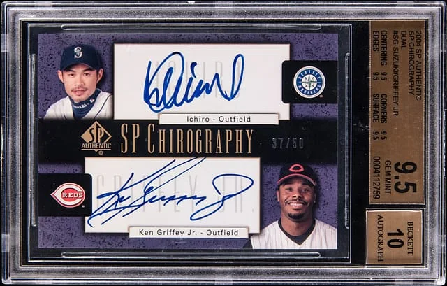 2004 Upper Deck SP Ichiro/Ken Griffey Jr. Chirography Dual #DC-SG card image