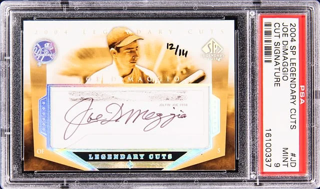 2004 Upper Deck SP Legendary Cuts Joe DiMaggio Cut Signature #JD card image