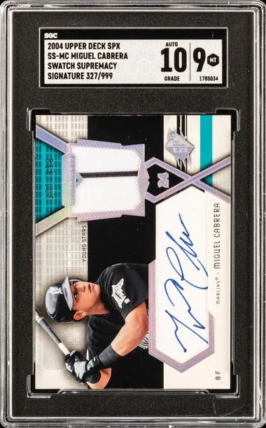 2004 Upper Deck SPx Miguel Cabrera Swatch Supremacy Signature #SS-MC card image