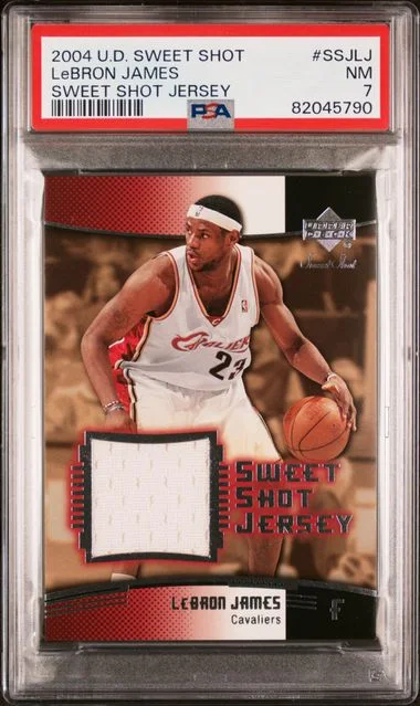 2004 Upper Deck Sweet Shot LeBron James Sweet Shot Jersey Sweet Shot Jersey #SSJLJ card image