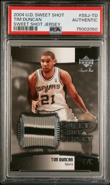 2004 Upper Deck Sweet Shot Tim Duncan Sweet Shot Jersey Sweet Shot Jersey #SSJ-TD card image