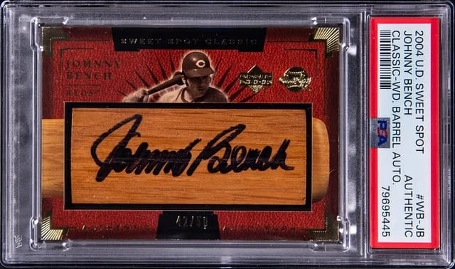 2004 Upper Deck Sweet Spot Classic Johnny Bench Wood Barrel Autograph #WB-JB card image