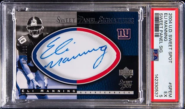 2004 Upper Deck Sweet Spot Eli Manning Sweet Panel Signatures #SP-EM card image