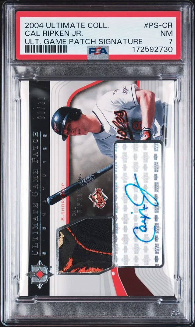 2004 Upper Deck Ultimate Collection Cal Ripken Jr. Ultimate Game Patch Signatures #PS-CR card image