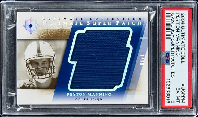 2004 Upper Deck Ultimate Collection Peyton Manning Game Jersey Super Patches #USPPM card image