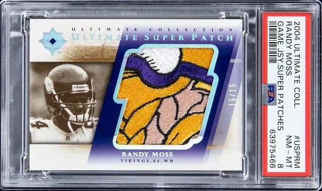 2004 Upper Deck Ultimate Collection Randy Moss Game Jersey Super Patches #USP-RM card image