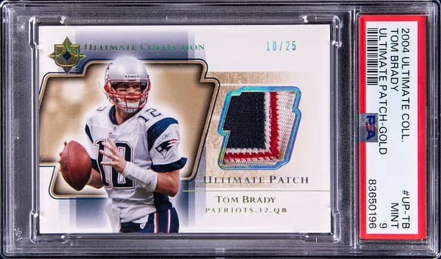 2004 Upper Deck Ultimate Collection Tom Brady Patch Gold #UT-TB card image