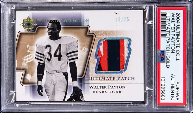 2004 Upper Deck Ultimate Collection Walter Payton Game Used Ultimate Patch Gold #UP-WP card image